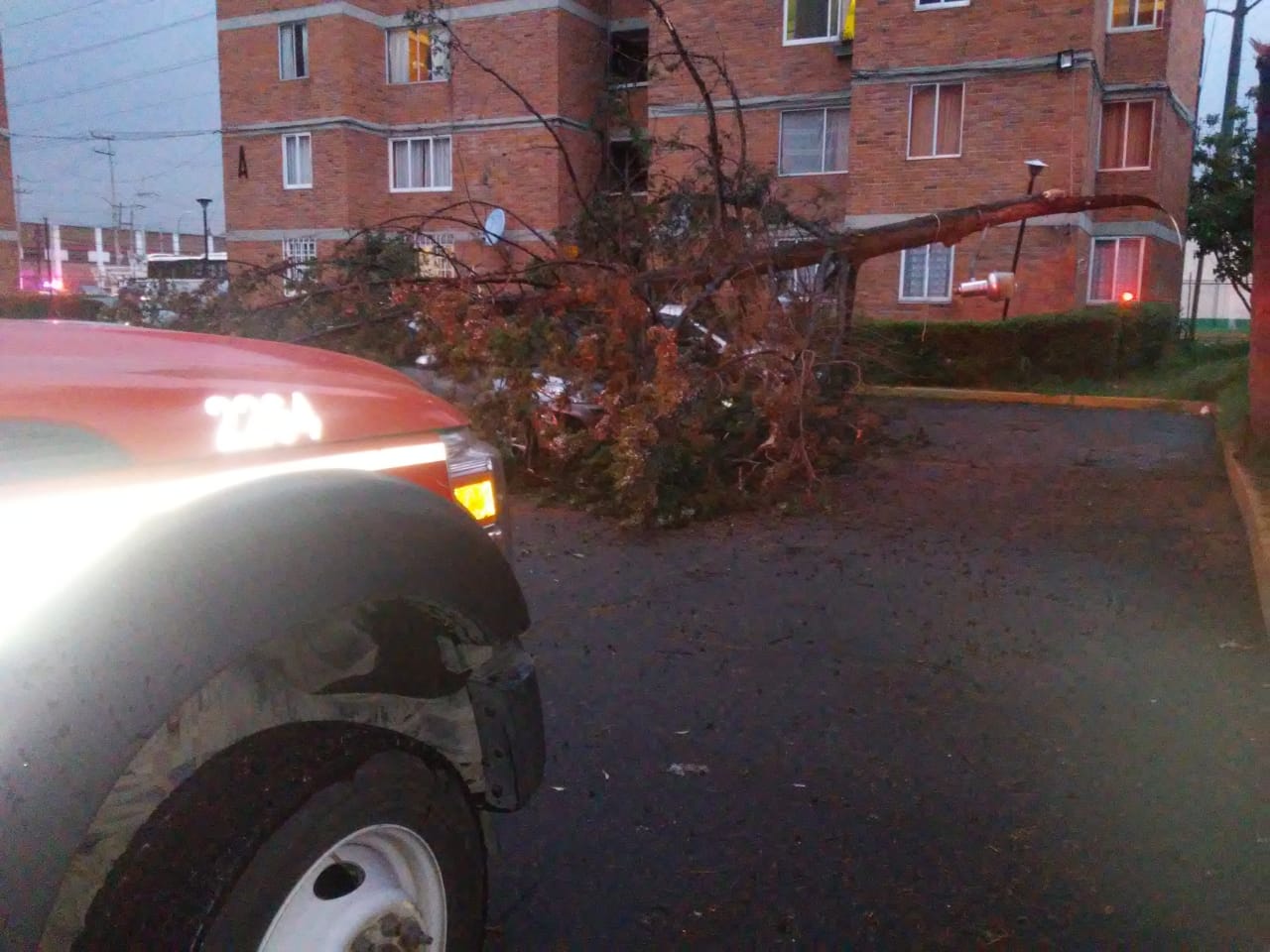 Fuerte viento y granizo azotan a la ciudad de Toluca