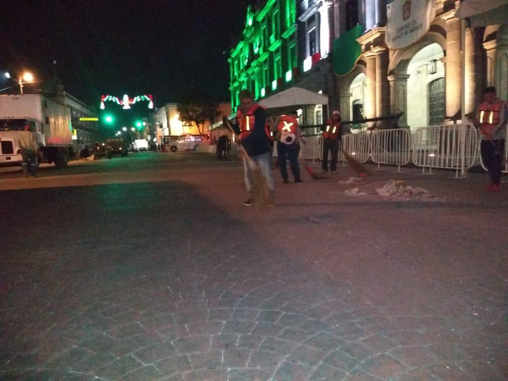 Toluca retira 120 toneladas de basura tras el grito de Independencia