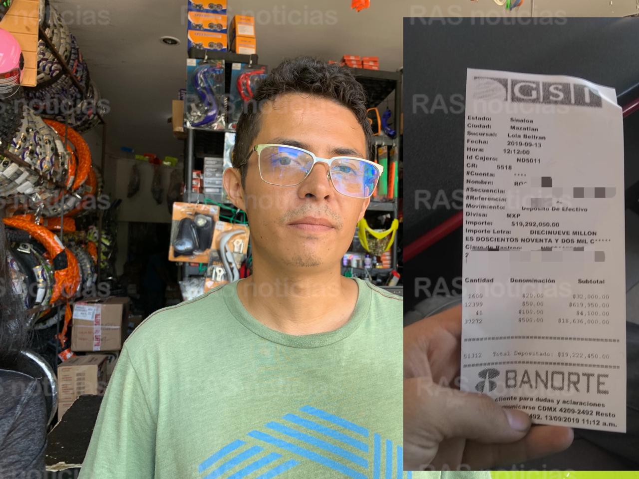 Por error de cajero le depositan 19 mdp y los regresa en Sinaloa