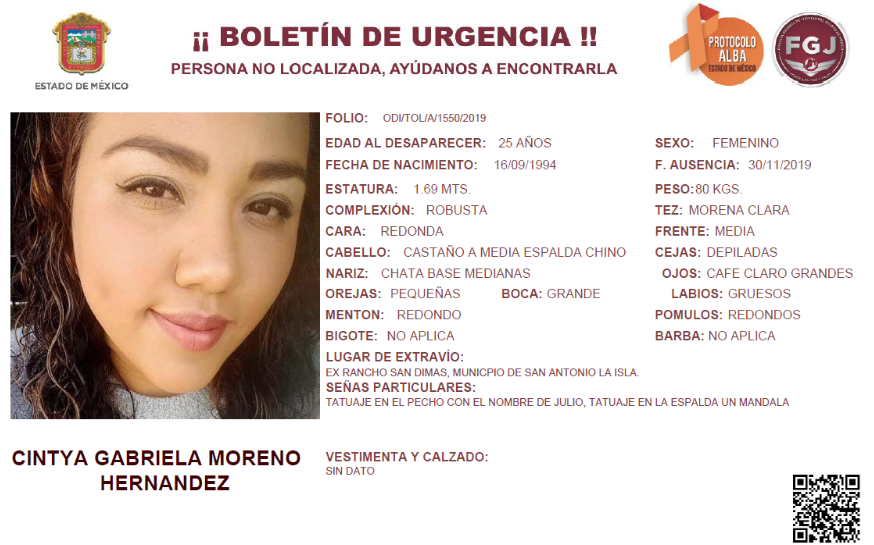 Cintya desapareció en San Antonio la Isla