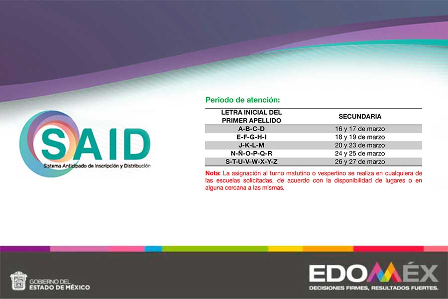 Convocatoria SAID preinscripciones secundaria EdoMex 2020 - 2021
