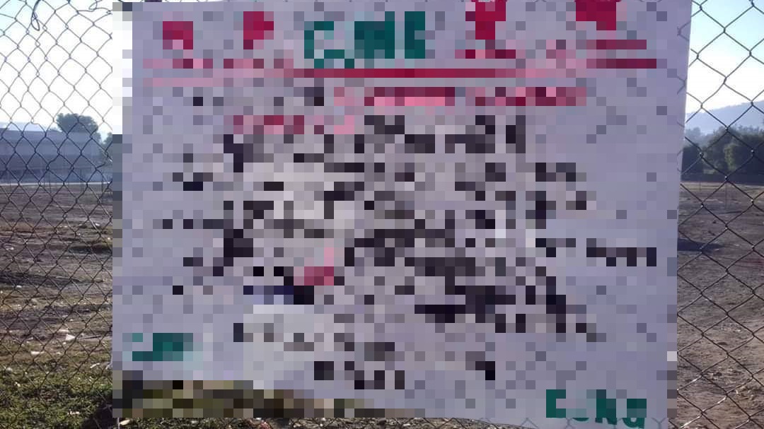 CJNG cuelga nueva narcomanta en Tenancingo Degollado, EdoMéx