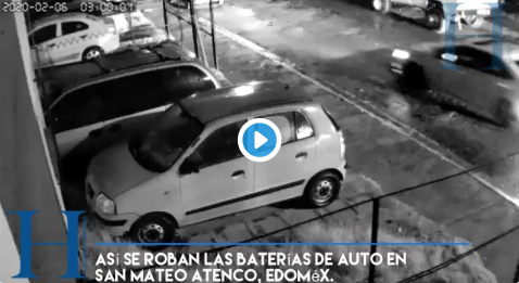 vídeo roban batería a un auto en san mateo atenco