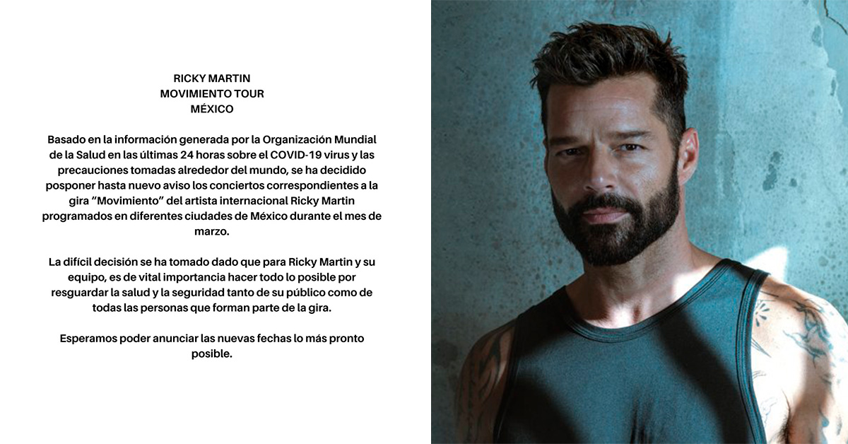 Ricky Martin pospone conciertos programados en México