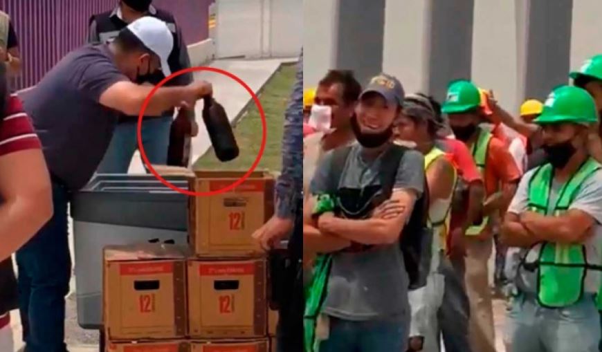 Albañiles que construyeron hospital son premiados con cervezas