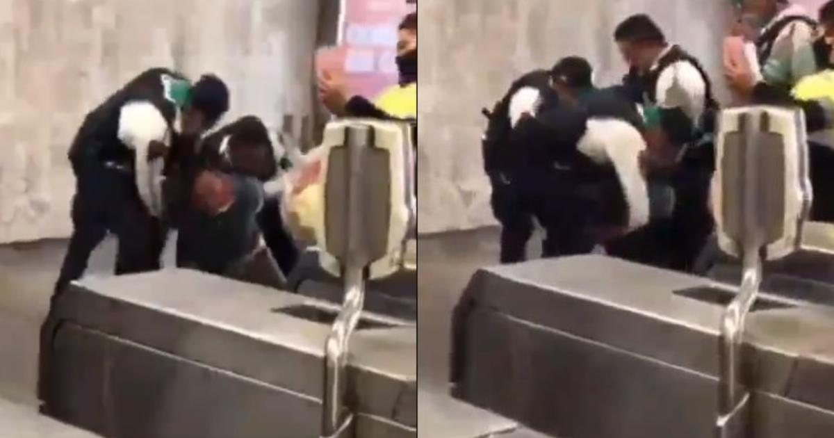 Policías someten a usuario del metro por negarse a usar cubrebocas