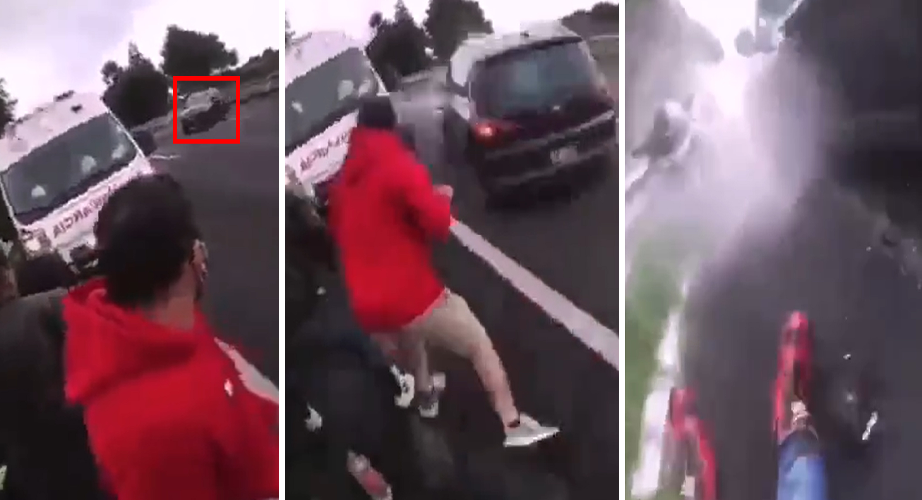 VIDEO Camioneta embiste a motociclistas previamente accidentados1