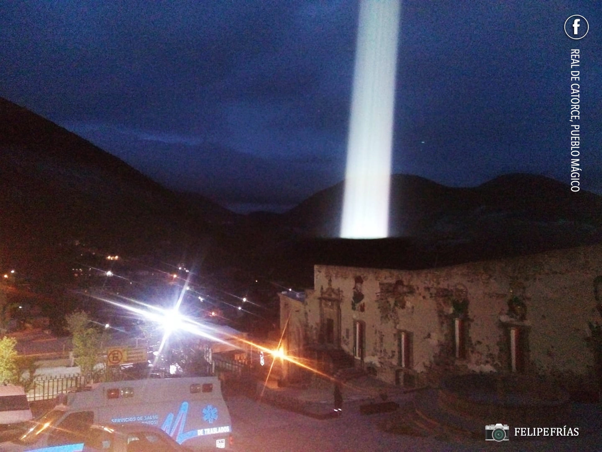 Supuesto rayo de energía en Real de Catorce