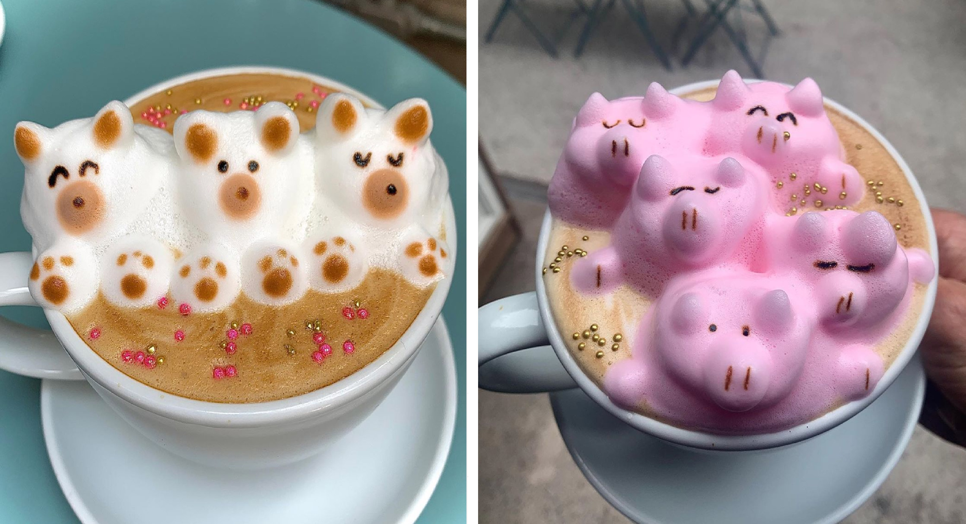 Conoce el lindo café con espuma de diferentes animalitos