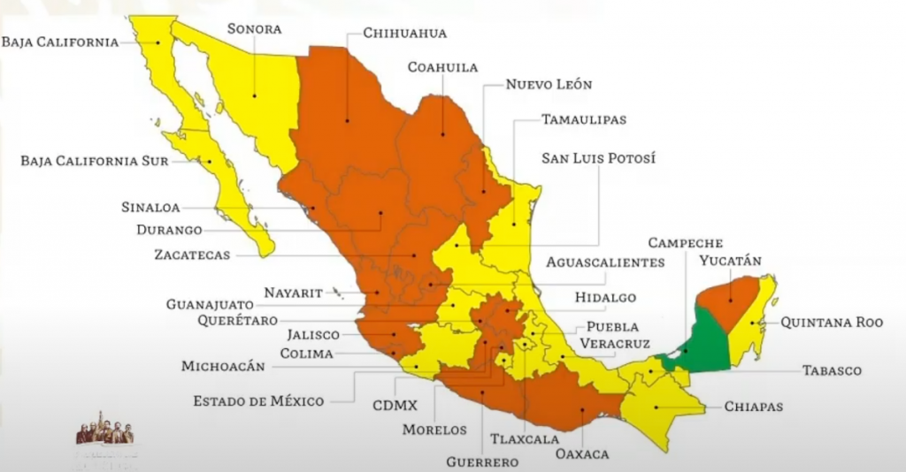 La Secretaría de Salud dio a conocer los estados que estarán en semáforo amarillo la siguiente semana.