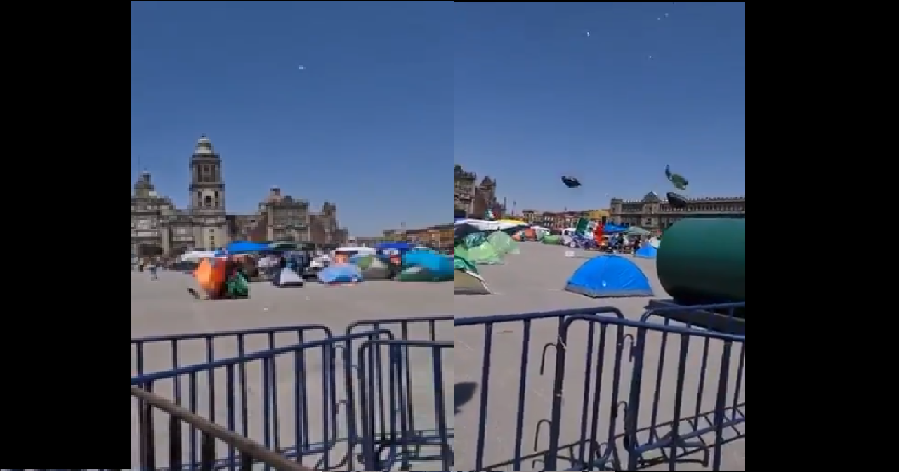 (Video) Fuertes vientos de la CDMX se llevan casas de campaña de FRENA