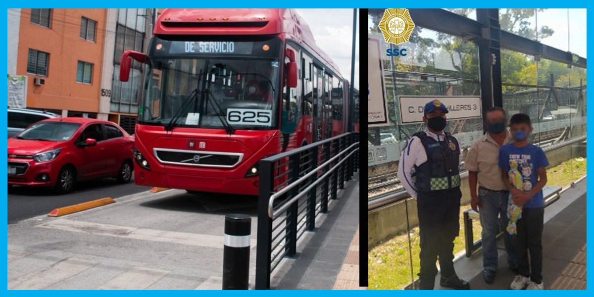 En el Metrobús padre olvida a su hijo cuando bajo del transporte