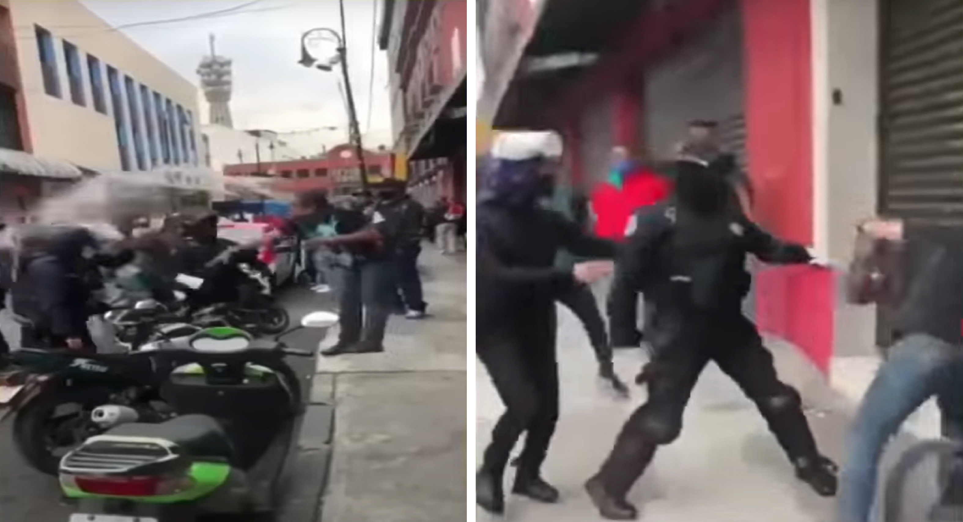Comerciante avienta agua a policías y desata enfrentamiento