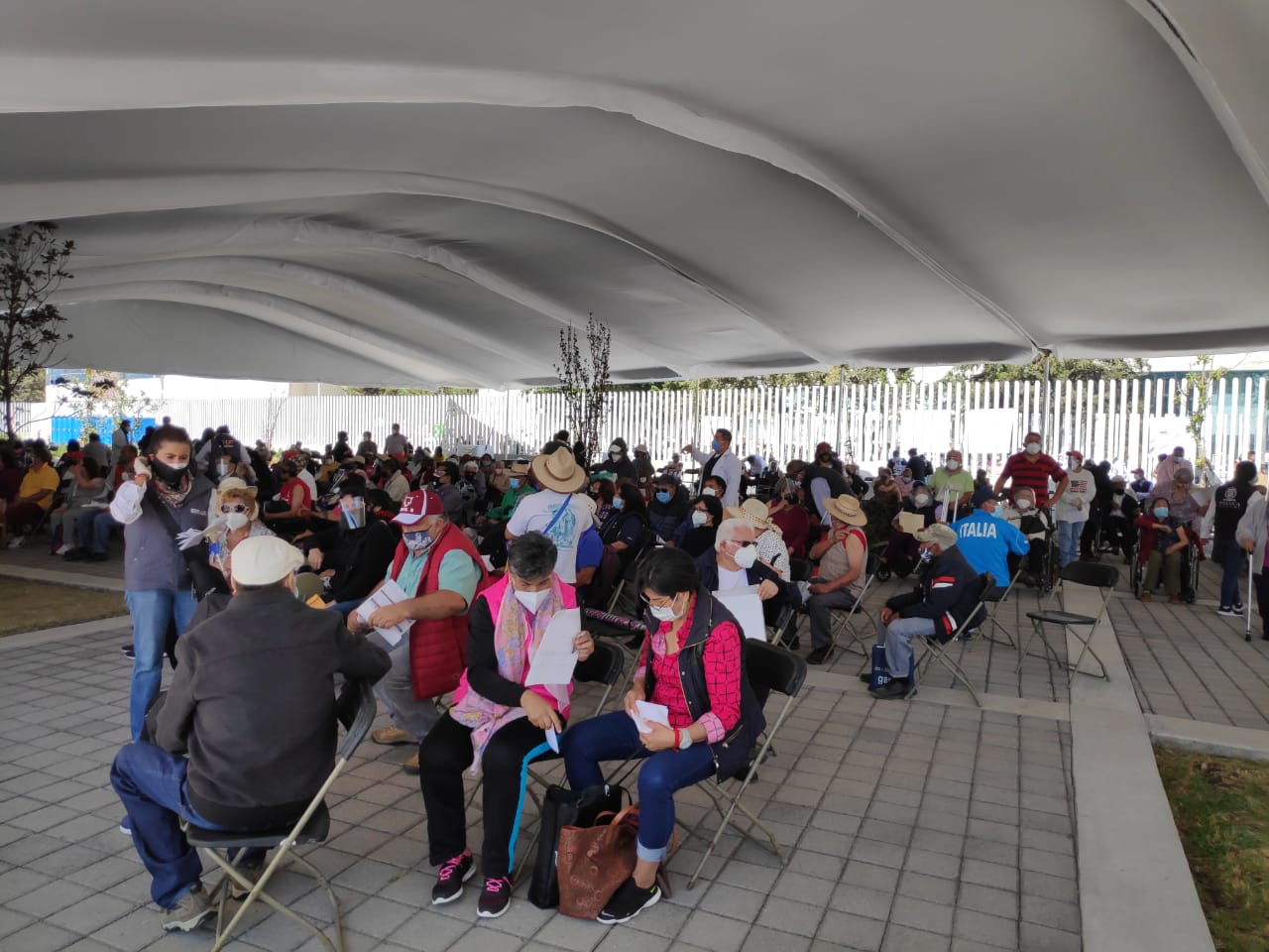 Adultos mayores reconocen la labor de las autoridades y personal médico en la Jornada de Vacunación en Toluca