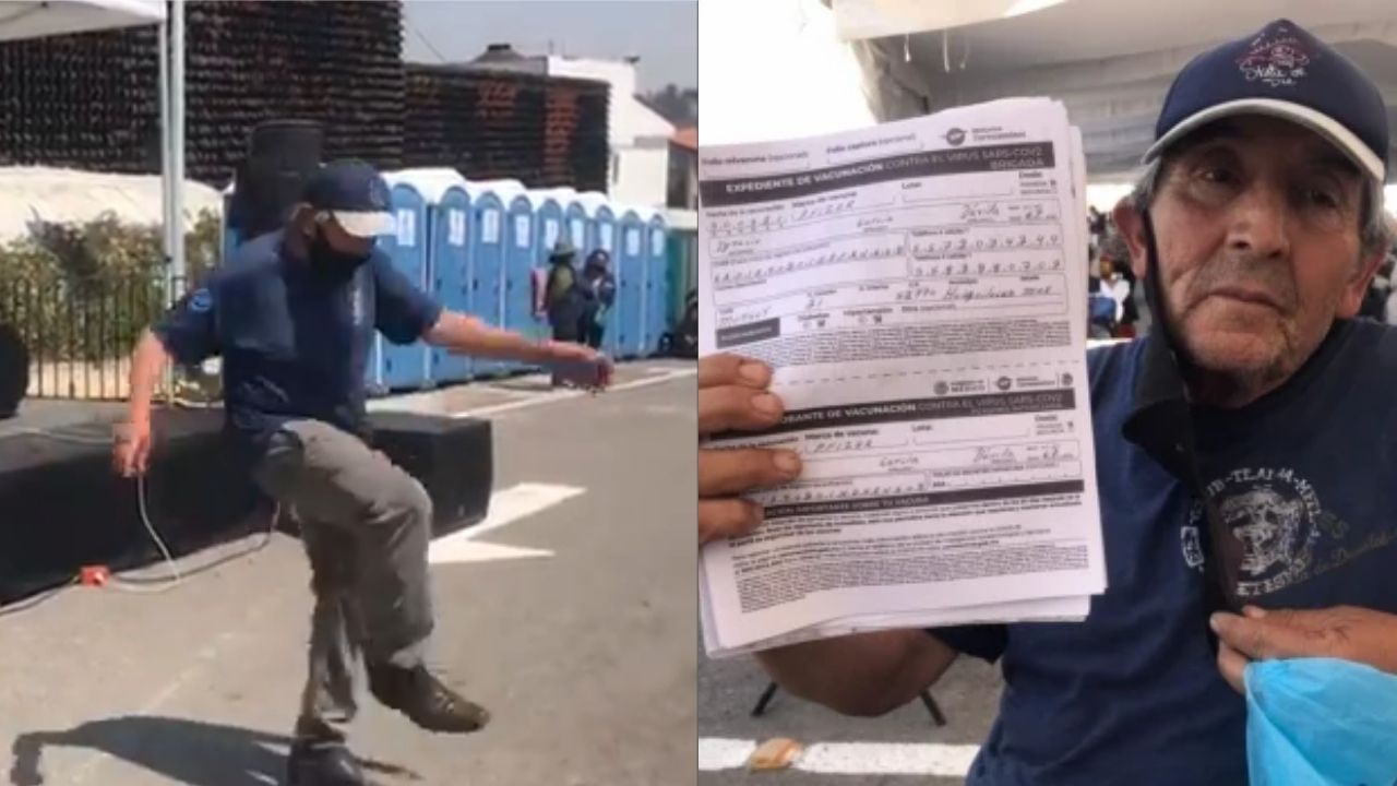 Don Ignacio García se puso a bailar mambo luego de recibir vacuna contra el covid-19 en el municipio de Huixquilucan