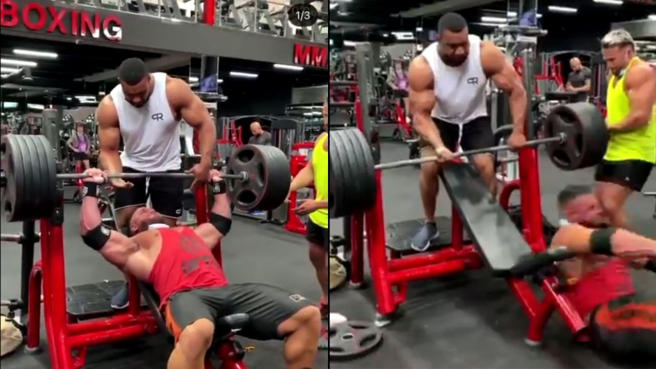 Un fisicoculturista llamado Ryan Crowley se rompió los pectorales luego de levantar pesas