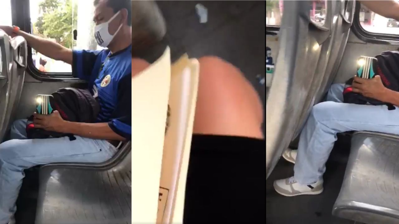 Cuando la joven estaba a punto de descender de la unidad de transporte público de Cancún le reclamó al sujeto por grabarle las piernas.