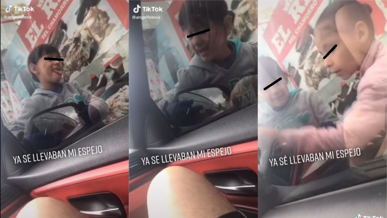 Cachan a dos niñas tratando de robar el espejo lateral de un coche y el video causa indignación en tiktok