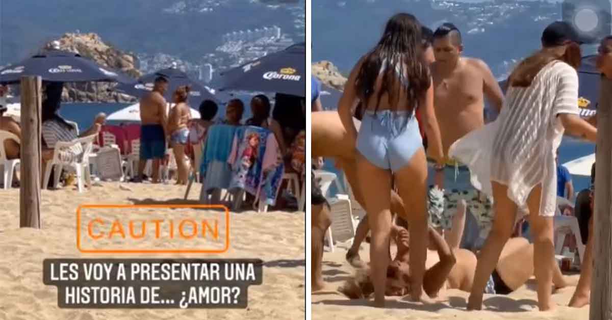 Video Viral imagen que muestra el momento de la riña en playa de Acapulco