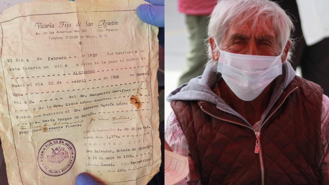 La fe de bautizo del señor Alejandro