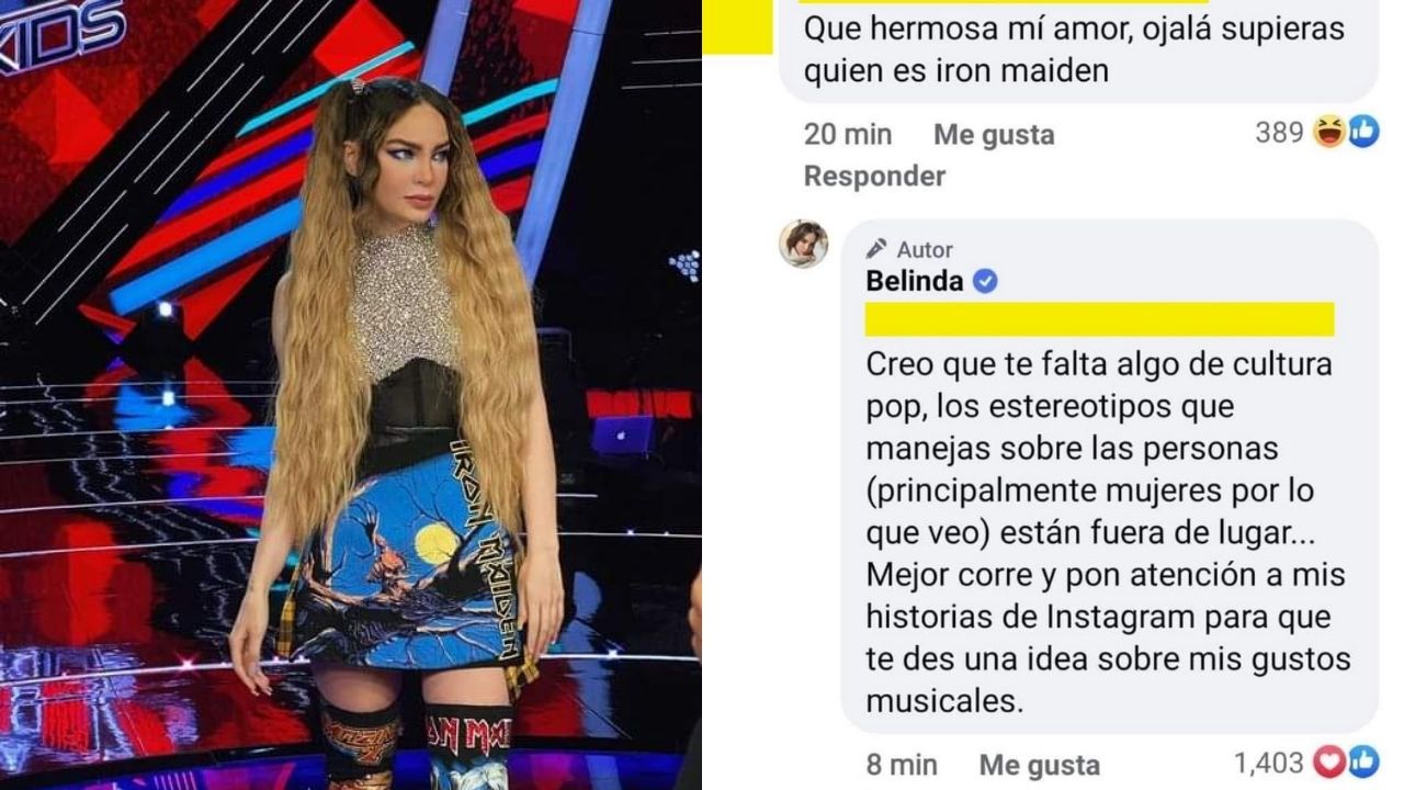 Critican a Belinda por usar ropa de Iron Maiden y la cantante constesta en sus redes sociales