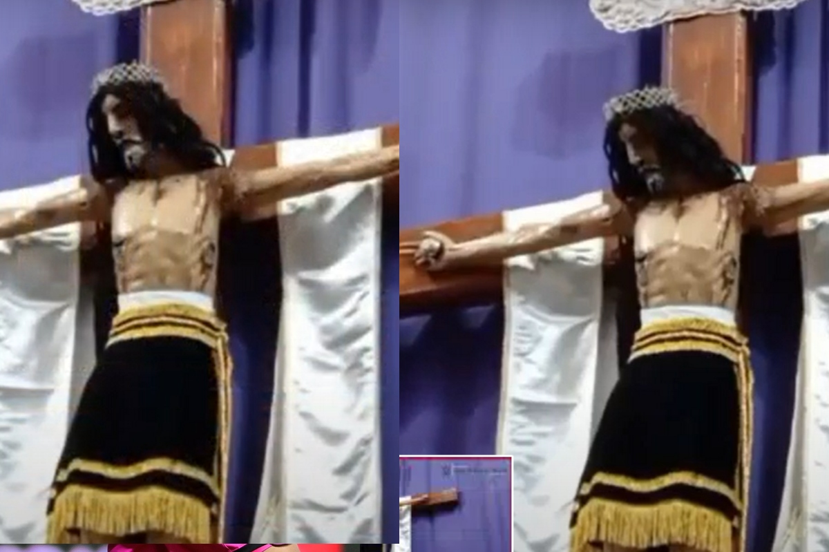 En plena celebración del párroco Jesús mueve la cabeza