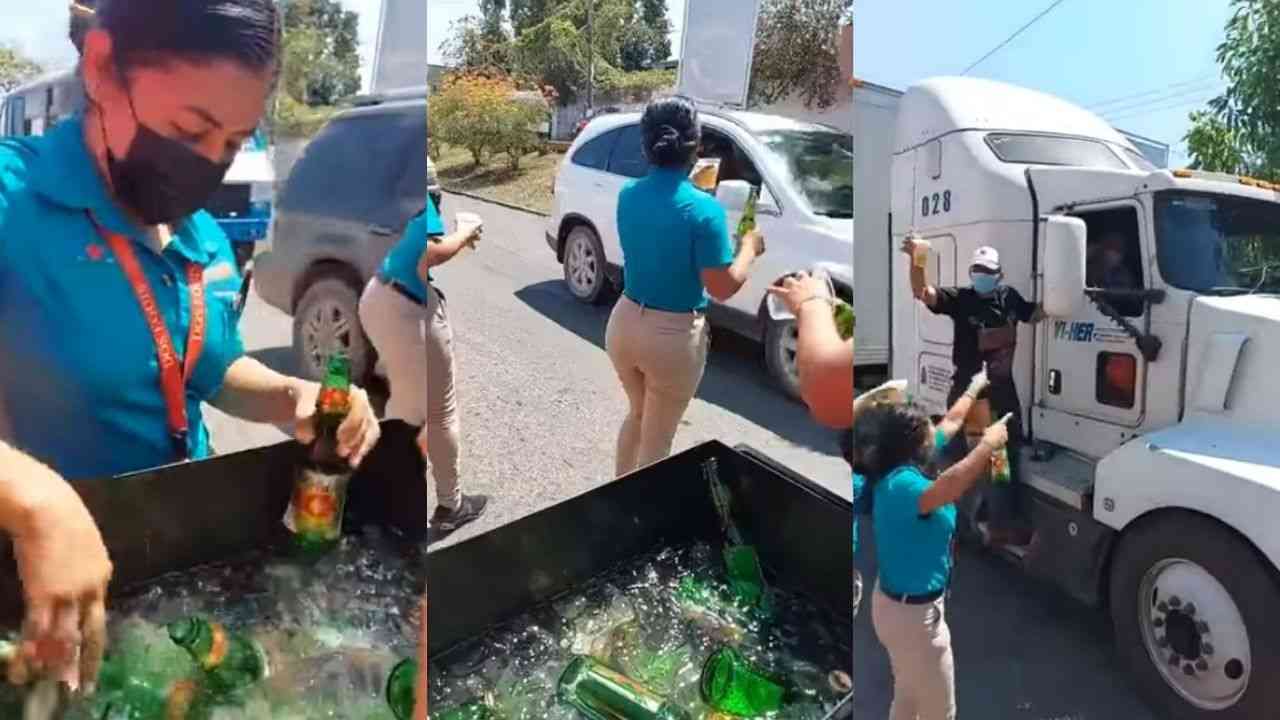 Campaña política regala cervezas en la calle a los automovilistas en Tabasco