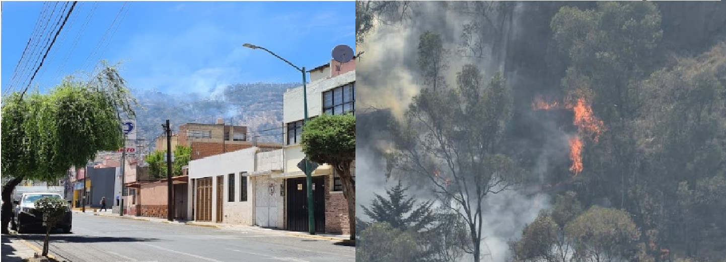 combaten autoridades incendio en la Teresona