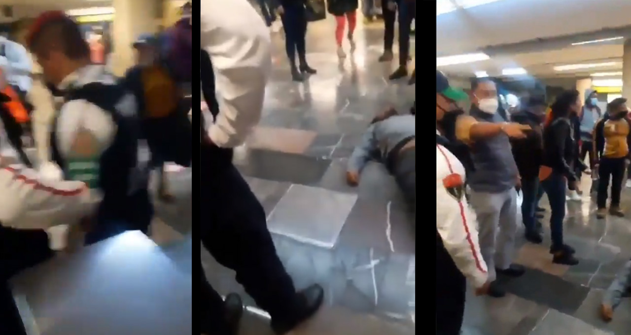 Policía golpea a usuario del Metro en la CDMX por no llevar cubrebocas
