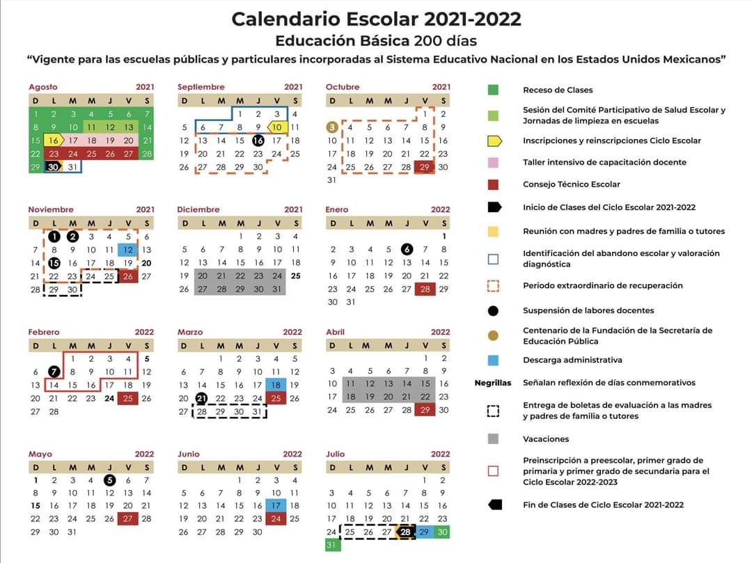 Calendario SEP 2021- 2022