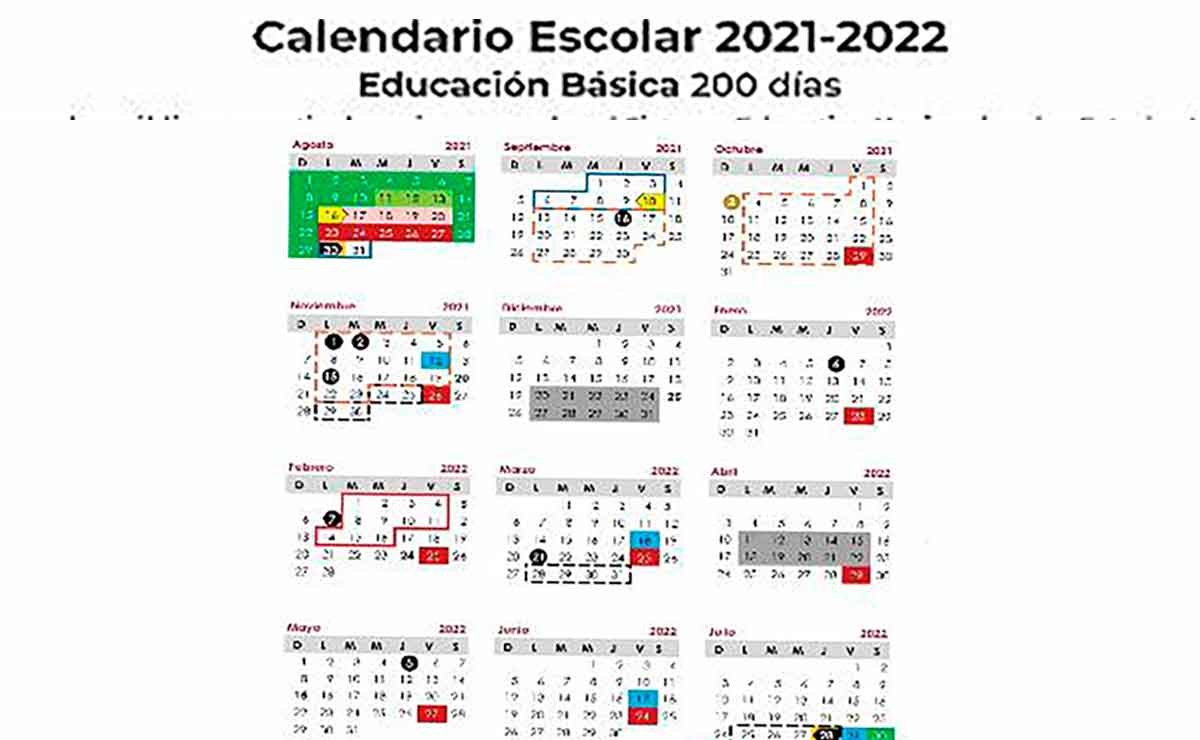 Calendario SEP ciclo escolar 2021- 2022