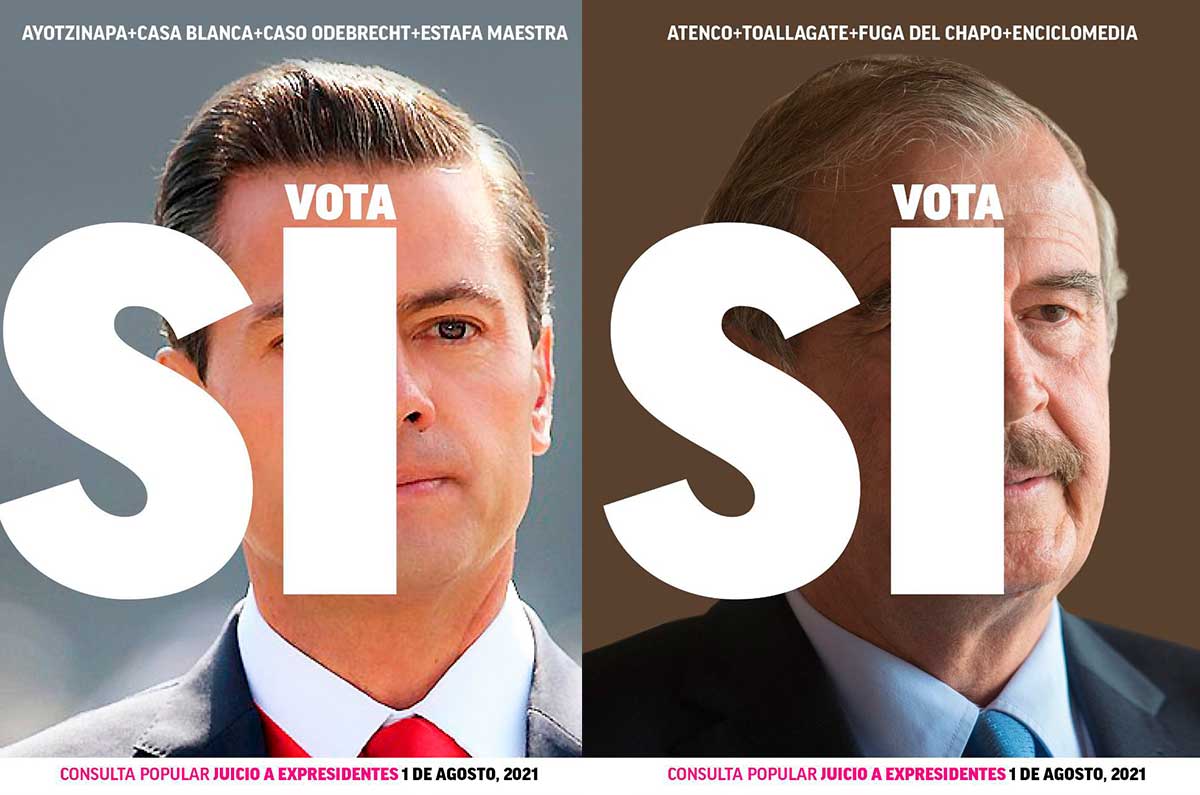 Circulan carteles en redes sociales para promover la consulta popular sobre el juicio a 5 expresidentes