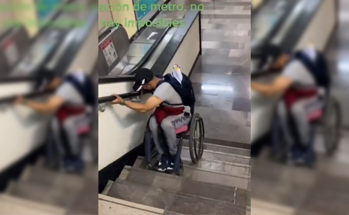 Hombre en silla de ruedas se baja solo por las escaleras del metro en la cdmx y se vuelve viral en redes
