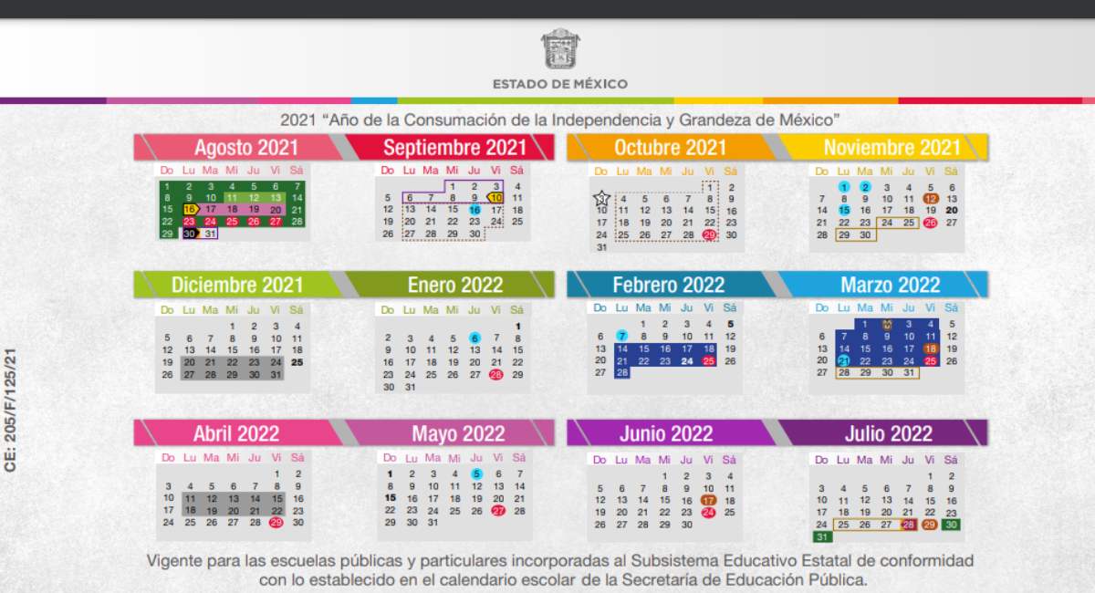 Calendario escolar 2021-2022 EdoMéx en PDF disponible para imprimir