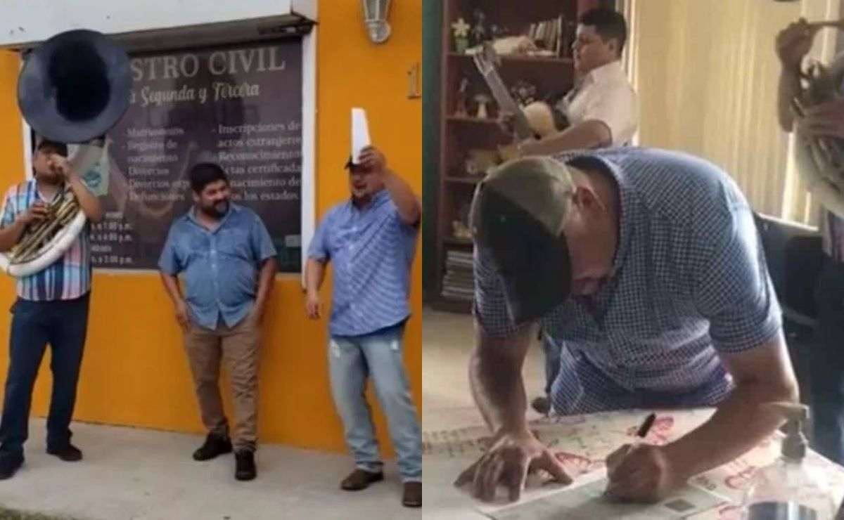Un hombre llegó al registro civil con banda para festejar su divorcio