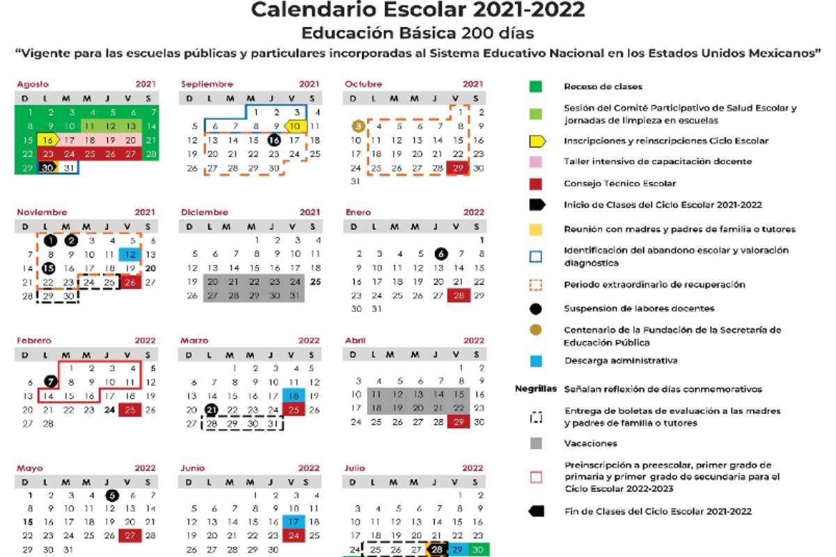 Descarga e imprime el Calendario escolar EdoMéx 2021-2022