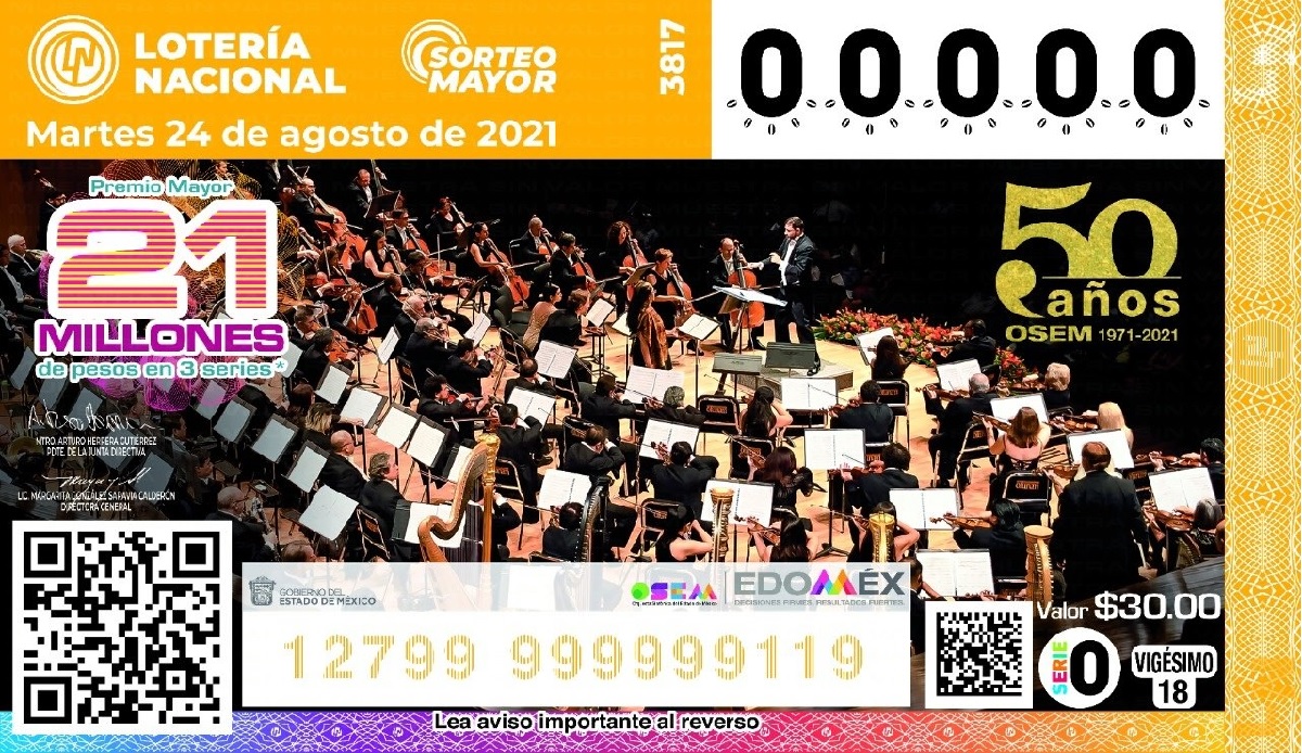 boleto conmemorativo OSEM de la lotería nacional