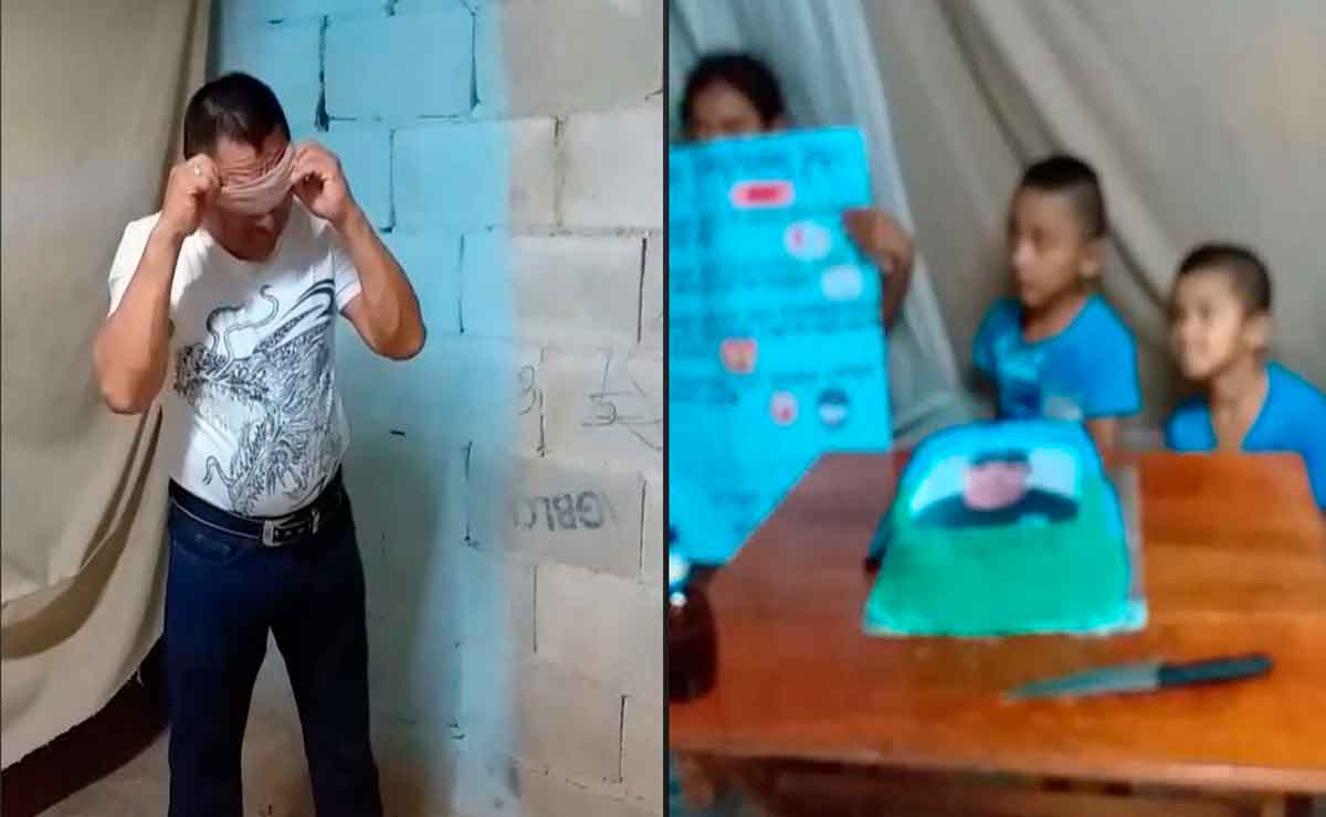 Hombre llora por recibir un pastel de cumpleaños