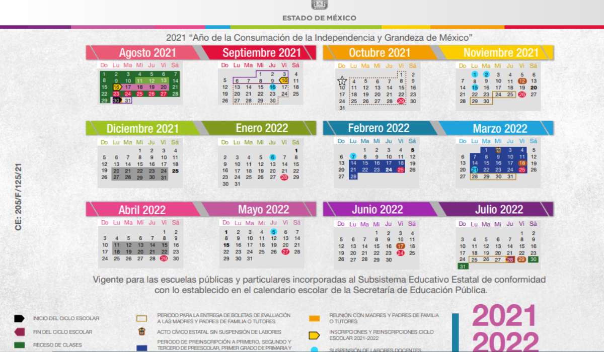 Vacaciones y puentes del calendario escolar 2021 a 2022 SEP 