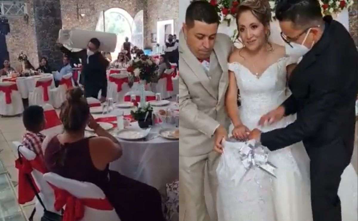 Video se hace viral por invitado que regala un tanque de gas a novios durante su boda