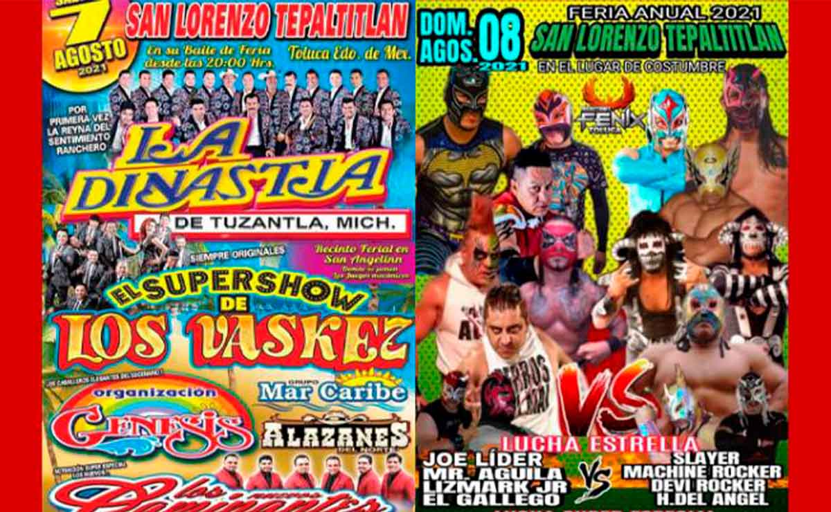 Suspenden eventos masivos en San Lorenzo Tepaltitlán: Anuncio de los eventos.