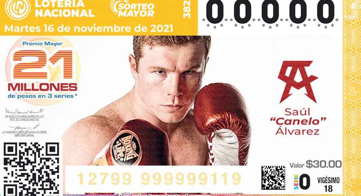 Lotería Nacional lanza "cachito" del Canelo Álvarez