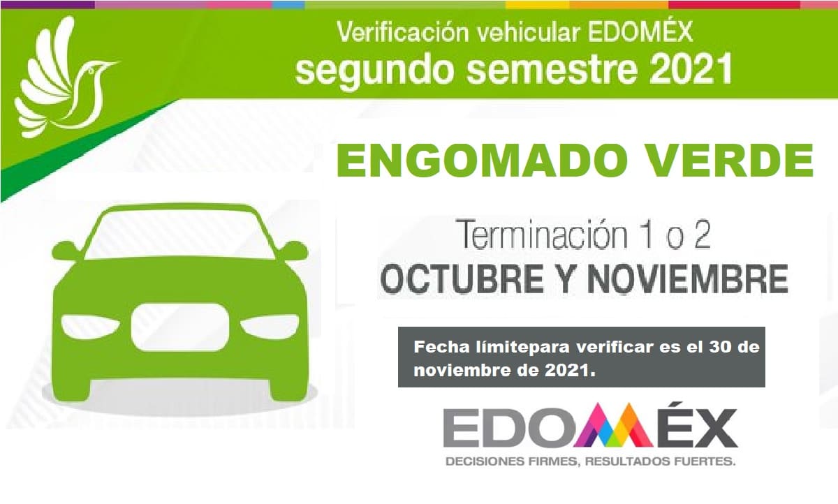 cuando toca la verificacion edomex 2021 engomado verde