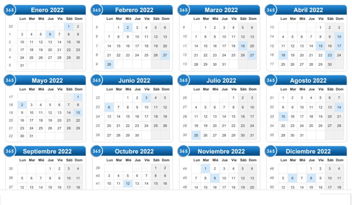 Calendario México 2022 disponible en PDF para imprimir 