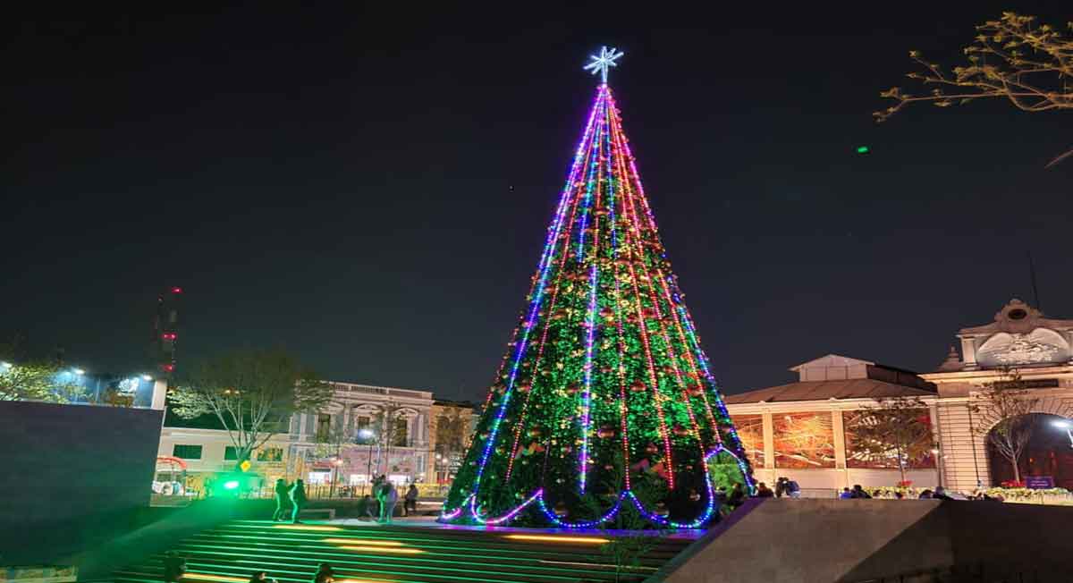 parque de la cienca fundadores en toluca enciende árbol navideño