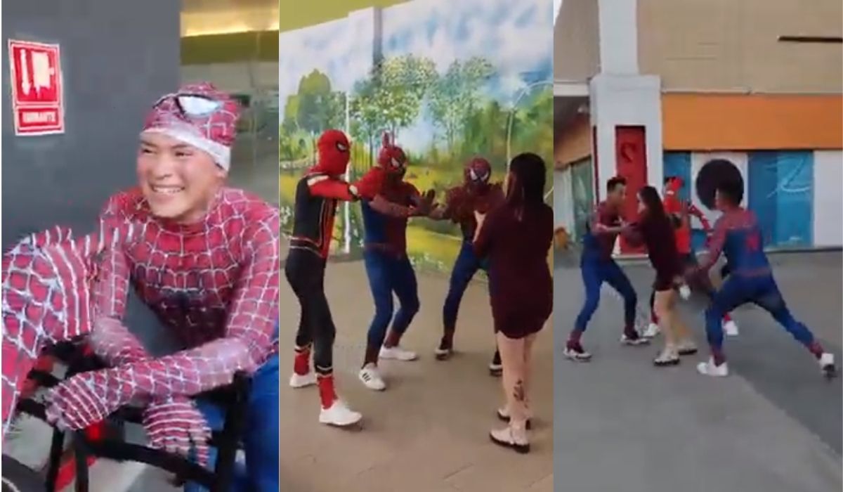 Novios se dizfrazan de Spiderman en estreno de No Way Home