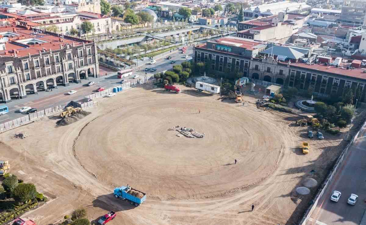 Así va el avance de la nueva plaza de los mártires en el centro de Toluca
