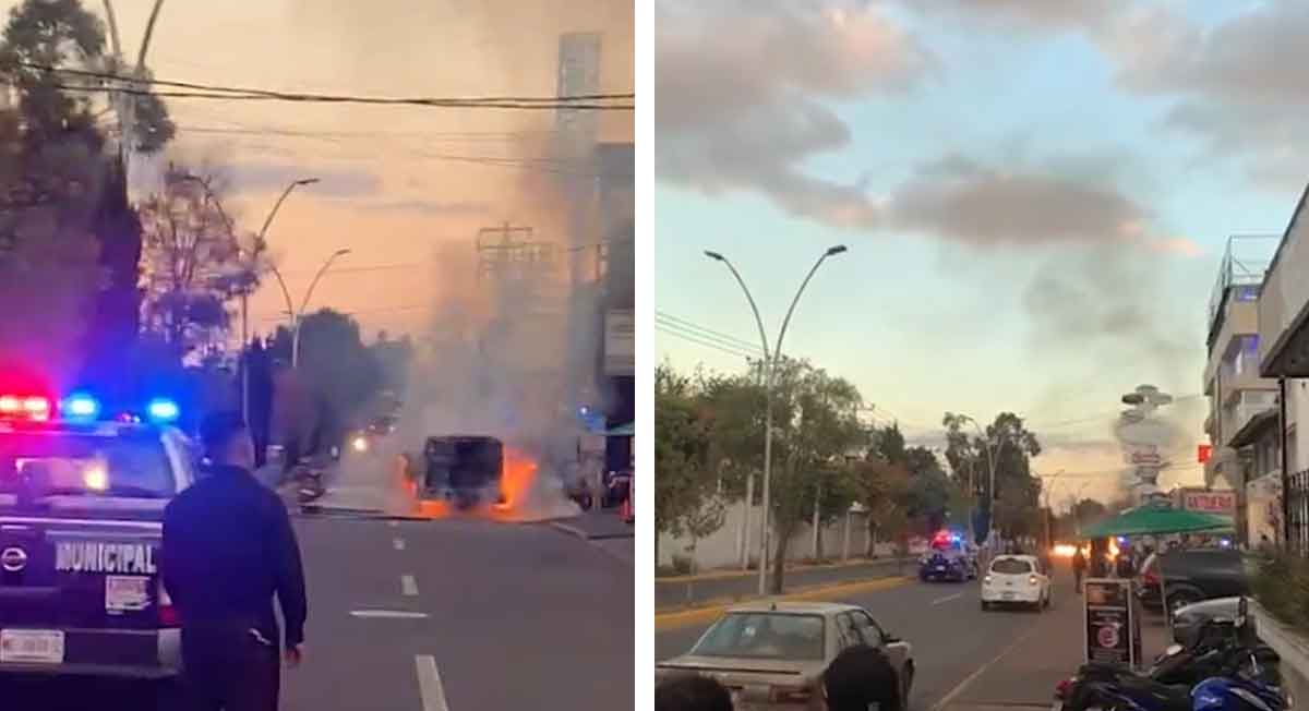 camioneta de valores explota y se incendia en metepec