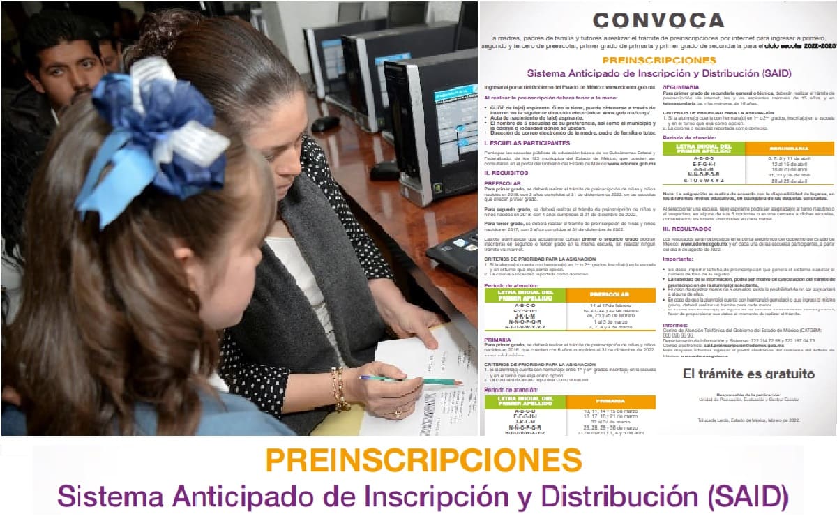 cuando inician las prinecripciones preescolar primaria secundaria de said 2022