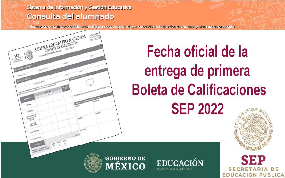 cartel de la entrega de primera boleta de calificaciones sep 2022